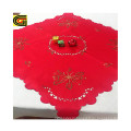 Beautiful Red Embroidery cutwork designs Tablecloth with pinecone and berries  for Christmas